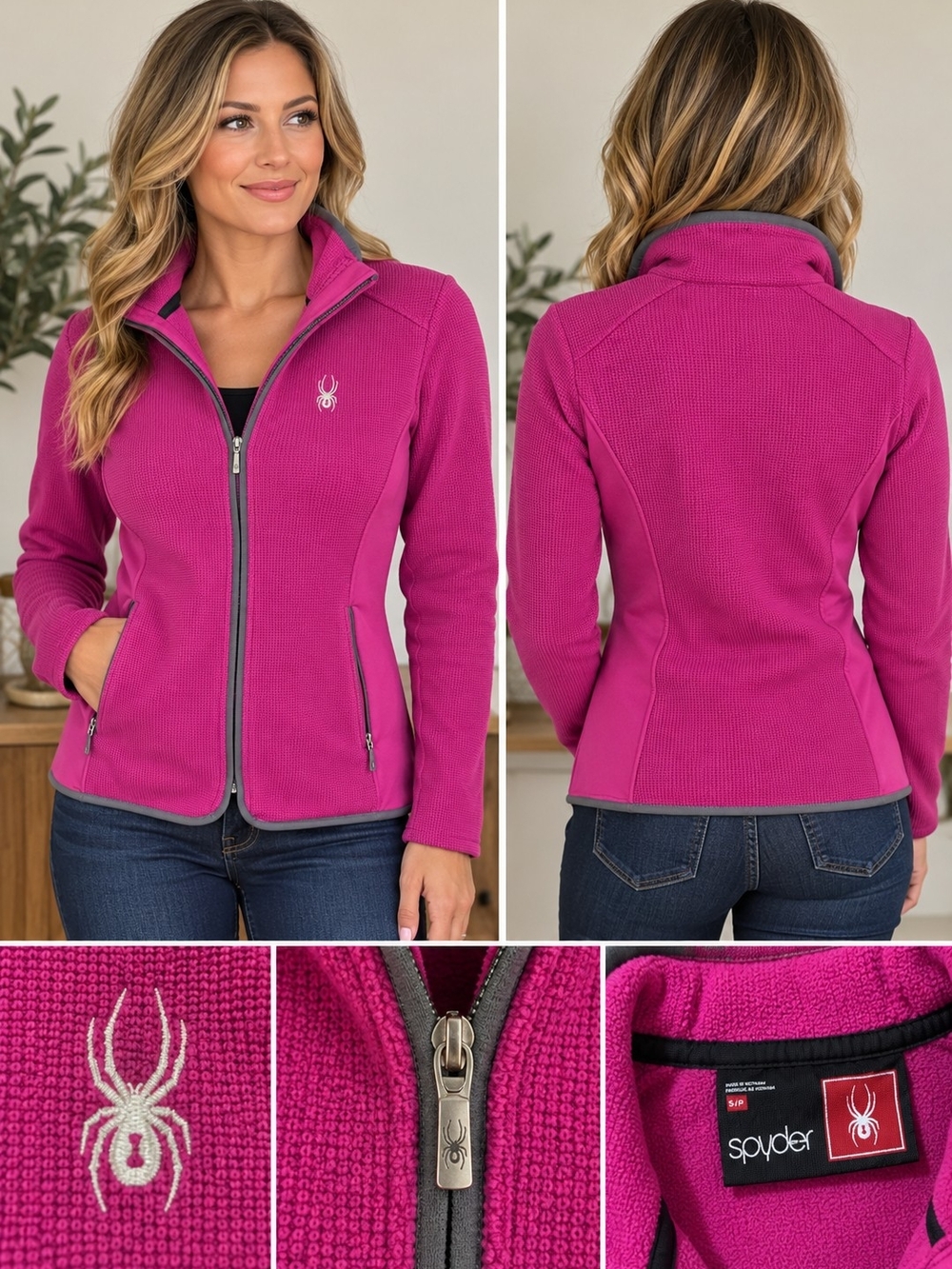 Spyder Women's Magenta Full-Zip Fleece Jacket Size M